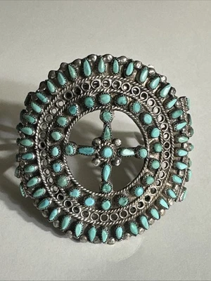 Brazalete de colección ZUNI Petit Point ojo de serpiente turquesa racimo esterlina Foto 1 de 4