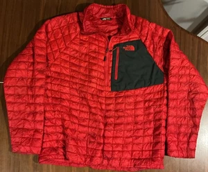 The North Face Jacket Adult X-Large RED Thermoball Puffer Pullover 1/4 Zip Men - Picture 1 of 17