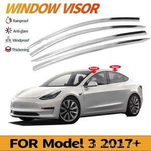 4-piece Window Deflectors - Adhesive To Fit Tesla Model 3 2017-2025 vent visor - Picture 1 of 12