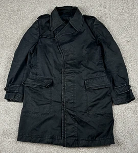 ALLEGRI Trench Coat Adult Medium? Black Button Up Rain Weather Collared Belted - Picture 1 of 8