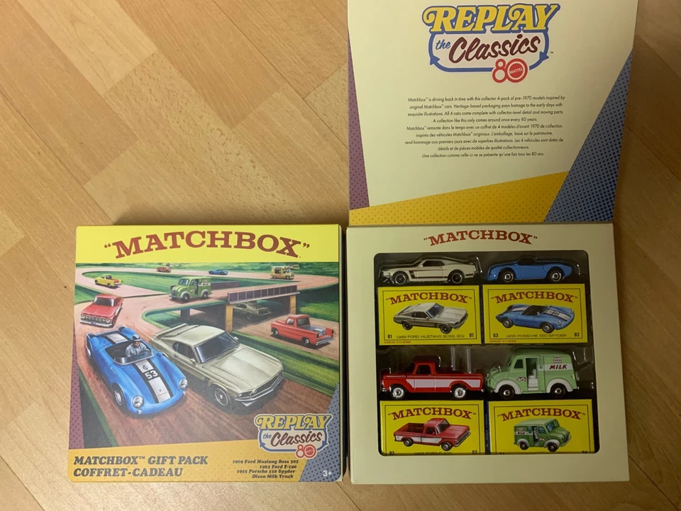 Matchbox Mattel 80. Jubiläum 4er-Pack Mini-Auto Spielzeugbox JHB37 - Bild 1 von 1