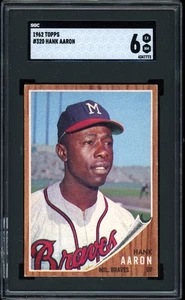 1962 Topps #320 Hank Aaron SGC 6 CENTRATO - Foto 1 di 2