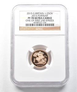 2015 Great Britain 1/2 Sovereign Gold 2015 Portrait 1/250 Struck PF70 NGC *9912 - Picture 1 of 3