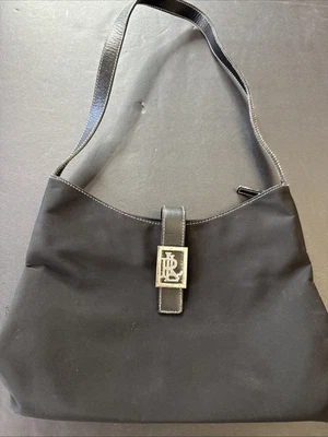 Bolso de hombro Lauren Ralph Lauren Hobo LRL negro de nailon Foto 1 de 4