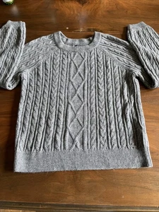 Abercrombie & Fitch Cable Knit Grey Sweater Women’s Size Extra Large - Picture 1 of 13