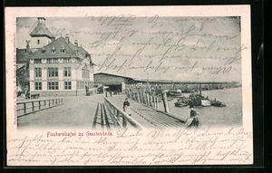 Geestemünde, Fischereihafen mit Produktions- & Packhalle, Ansichtskarte 1902 - Bild 1 von 2