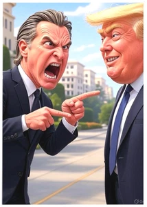 GAVIN NEWSOM & DONALD TRUMP * ACEO personalizzato * novità divertente * PRESIDENTE * carta artistica - Foto 1 di 2