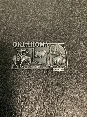 Imán de recuerdo en tiempo real del estado de Oklahoma metal pronto estado nuevo Foto 1 de 4