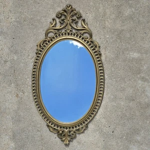 Burwood Industries Mirror Hollywood Regency Oval Wall Hanging Vintage Gold - Picture 1 of 24