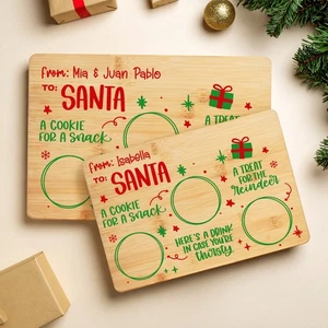 Personalized Santa Cookie Tray: Christmas Eve Treat Bamboo Board - Picture 1 of 11