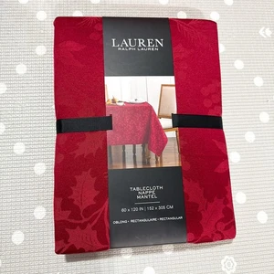 RALPH LAUREN Set 60 x 120 Red Tablecloth Nappe Mantel Christmas Holiday - Picture 1 of 4