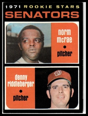 1971 Topps #93 Senators 1971 Rookie Stars (Norm McRae / Denny Riddleberger) - Image 1 of 2