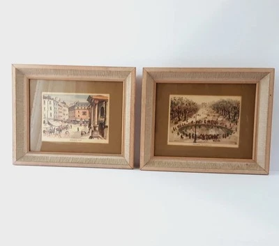 2 impresiones artísticas Buzzelli París - Le Carrousel & Marchete de colección años 50 enmarcadas mate MCM Foto 1 de 4