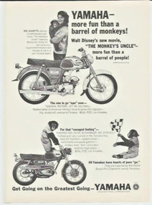 1965 Yamaha Rotary Jet 80 Motorcycle Annette Funicello Photo Vintage Print Ad - Picture 1 of 1