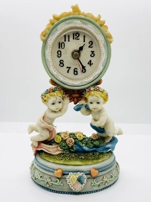 Vintage Mantel  Toddler Angel Figurine Clock - Image 1 of 4