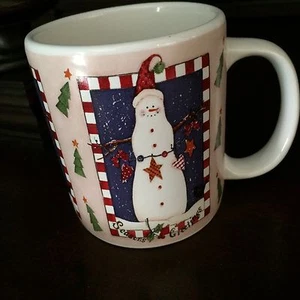 Happy Snowmen Christmas Coffee Mug Cup Snowman Latte Tea - Picture 1 of 6