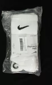 Nike Unisex Everyday Plus Cotton Cushioned Crew Sock 3-Pack MP7 White Large NWT - Picture 1 of 5