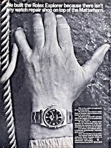 Rolex Explorer Vintage 1966 On Top Of The Matterhorn Original Print Ad - Imagen 1 de 3