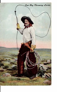 POSTAL VAQUERO LANZANDO UNA LARIETA - Imagen 1 de 2