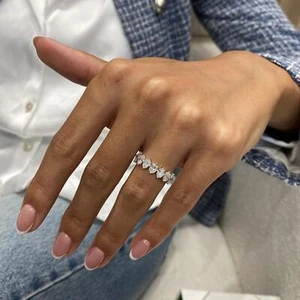 Oval Lab-Created Diamond 7 Stone Ring 1.35ct E/VS1 14K White Gold - Picture 1 of 12