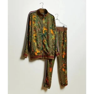 🔥Reason Mens Brown Quick Tiger Print Monogram Jacket And Pant Track Set Sz: XL - Picture 1 of 12