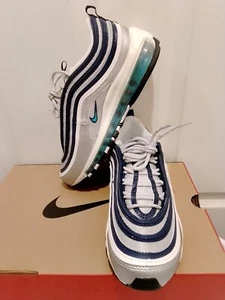NIKE AIR MAX 97 OG DONNA UK 5,5 ARGENTO METALLIZZATO CLORO BLU NUOVISSIMA CON SCATOLA - Foto 1 di 8