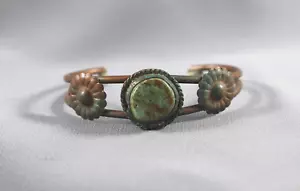 Old Pawn Navajo Copper and Turquoise Bracelet - Picture 1 of 4