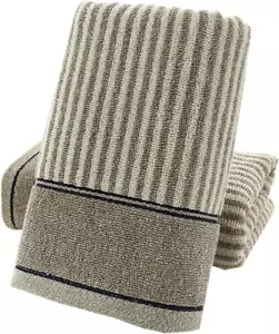 Hand Towels Set of 2 100% Cotton Striped Pattern Absorbent Soft Decorative Towel - Picture 1 of 12