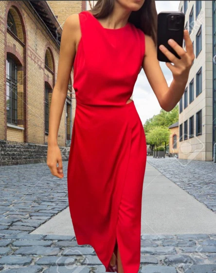 ZARA RED CUT OUT RUCHED LONG DRESS sz S Collection Fashion 2024