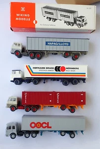 Wiking 4 xContainersattelzüge - Scania,MAN,2xHanomagHenschel + Leerverpackung - Bild 1 von 3