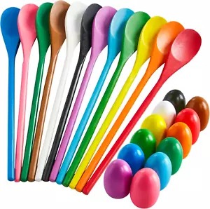 24 PCS Easter Egg and Spoon Race Game Set, 12 Players Carnival Game for Kids & F - Picture 1 of 7