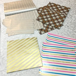 Vintage Wrapping Paper Stripes & Brown Plaid 4 Patterns 70s - Imagen 1 de 10