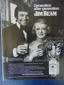 1973 JIM BEAM WHISKEY with Robert Wagner & Bette Davis vintage art print ad - Picture 1 of 1