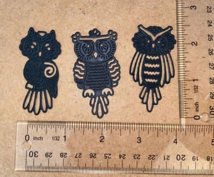 12 OWLS cardstock paper die cut embellishment HALLOWEEN - Picture 1 of 16