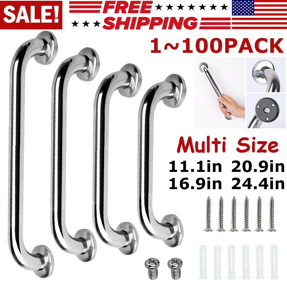 Bathroom Shower Grab Bar Handle Safety Hand Rail Support Bar Stainless Steel lot - Image 1 of 4