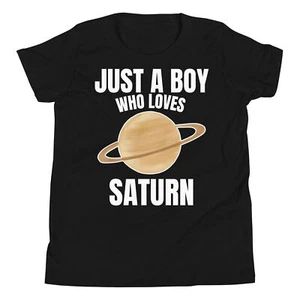 Just A Boy Who Loves Saturn Astronomy Solar System Planet Youth T-Shirt - Picture 1 of 5