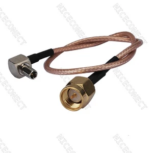 Cable cola de cerdo macho enchufe a TS9 macho ángulo recto RG316 30 cm para módems USB 3G - Imagen 1 de 3