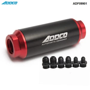 NEW 40 Micron BLACK FUEL FILTER INLINE-6AN -8AN -10 AN UNIVERSAL HIGH FLOW TURBO - Picture 1 of 6