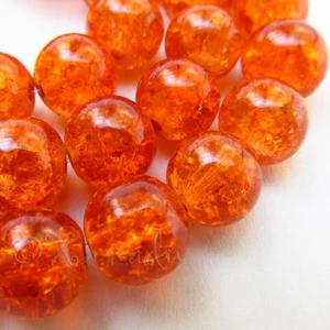 Orange Wholesale 10mm Round Crackle Glass Beads G4178 - 20, 50 Or 100PCs - Picture 1 of 4