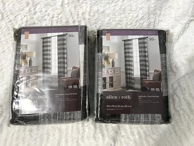 Two Allen + Roth Hess 95 pulgadas Negro Mezcla Poliéster Filtro Luz Tab Cortina Foto 1 de 4