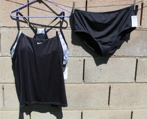 Nike swim Bikini Swimsuit plus size 2X 3x black gray Tankini black bra OFFER new - Picture 1 of 13