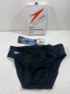 Men's SPEEDO AQUABLADE Black Swim Brief Size 34 RARE New With Tags VTG - Picture 1 of 9