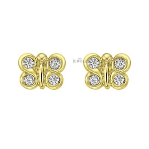 14K Gold 0,24 ct VS/F-G Diamant besondere Schmetterling Ohrstecker - The Jewelz - Bild 1 von 3