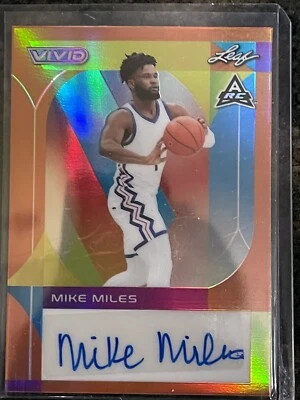 Mike Miles 2022-23 Leaf Vivid Gold Auto Autograph RC Rookie 5/10 MAVERICKS - Image 1 of 3