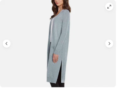 MATTY M Women`s Open Front Longer Length Cardigan Sweater(Heather Denim,XS)NWT - Image 1 of 2