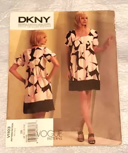 DKNY Vogue Sewing Pattern V1103 A-Line Above Knee Pullover Dress Slip 8-14 Uncut - Picture 1 of 3