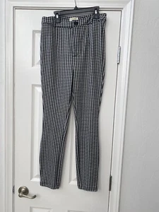 Maeve Anthropologie Womens Gingham Plaid Dress Skinny Pants Size 8 Black White - Picture 1 of 7