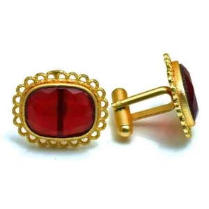 Gemelos enchapados en cobre hechos a mano de piedras preciosas granate para hombre joyería CF 1085 - Imagen 1 de 1