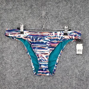 Mossimo Swim Bottom Women L Large Blue Bikini Striped Hipster Swimwear NEW - Picture 1 of 11