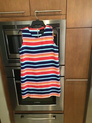 Vestido Cynthia Rowley Mujer Talla 8 Sin Mangas Cambio Multicolor Rayas Diseñador Foto 1 de 4